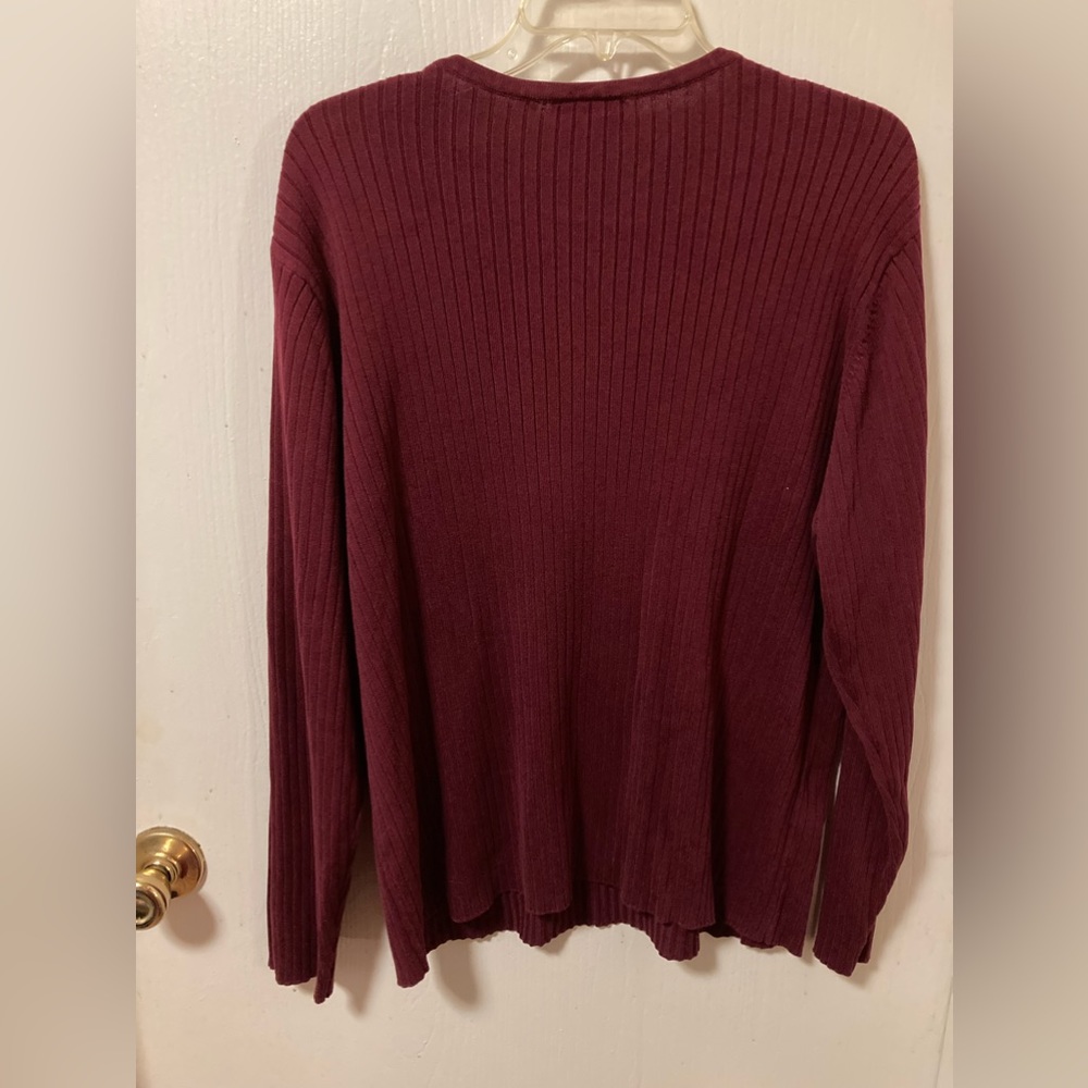 White Stag Plus Sized Wine Colored Ribbed Knit Sweater - Picture 2 of 3
